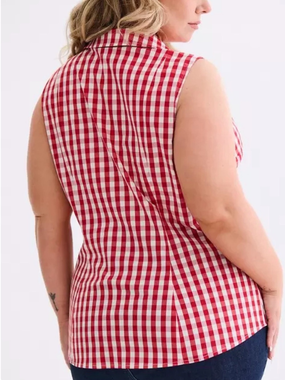 EUC Torrid Retro Chic Red White Gingham Rockabilly Tie-Front Button Up Size 4X - Picture 2 of 8